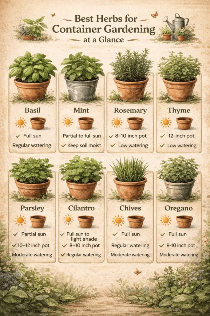herbs for container gardening